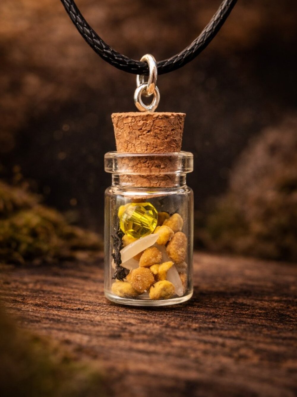 Spell Jar Necklace, Witchy Crystal Vial Pendant, Gothic Mystic Jewelry Gift